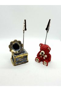 2 Adet Retro Gramafon Ve Ayıcık Not Tututu Notluk