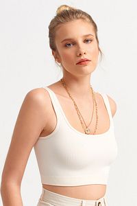 3540 Askılı Crop Top-natural