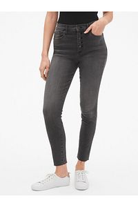 High Rise Legging Düğme Detaylı Jean Pantolon