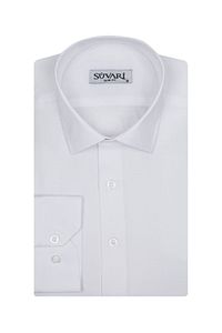 Slim Fit Armür Desenli Beyaz Erkek Gömlek