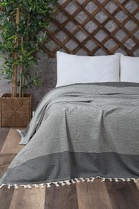 Peştemal Dokuma Pike,yatak,piknik,plaj,koltuk Örtüsü Dream Siyah