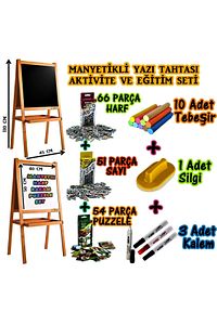 Manyetik Yazı Tahtası Ahşap Çift Taraflı Siyah Beyaz Çocuk Eğitici Ve Aktivite Için Yazı Tahtası