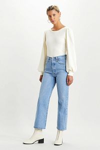 Kadın Mavi Yüksek Bel Pamuklu Ribcage Jeans Kot Pantolon 72693