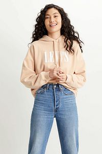 Kadın Krem Kapüşonlu Sweatshirt - 85280-0023