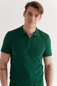 Erkek Yeşil Polo Yaka Düz T-shirt A11b1146