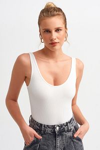 Kadın Beyaz Fitilli Alttan Dikişli Body 101A03527