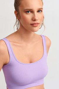 Kadın Lila 3540 Askılı Crop Top 101A03540