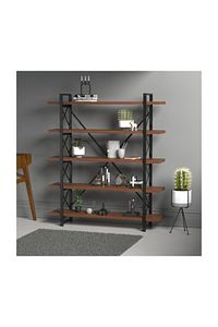 Wood Metal Kitaplık Ceviz