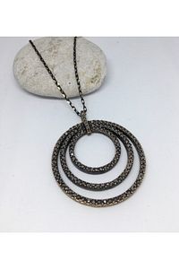 Sibel Öztürk Accessory Hematit (Markazit) Taşlı Uzun Kolye