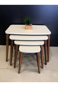 Zigon Sehpa 4lü Mdf Krem Gürgen Ayak