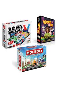 Molipoly Emlak Ticaret Oyunu + Kızma Birader+ Word To Go Xl Tabu Xl Edition 3'lü Süper Set