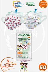 Kids Cerrahi Maske 10 Lu 5 Paket = 50 Adet