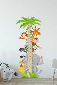 Sevimli Hayvanlar Temalı Boy Ölçer Duvar Sticker Seti