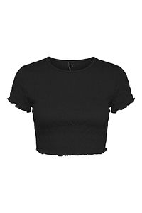 Kadın Siyah Kısa Kollu Pamuklu Büzgü Detaylı T-shirt 10247668 Vmscarlett