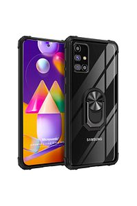 Microsonic Galaxy M31s Kılıf Grande Clear Ring Holder Siyah