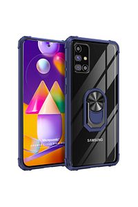 Microsonic Galaxy M31s Kılıf Grande Clear Ring Holder Lacivert