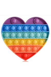 Özel Popit Duyusal Oyuncak Zihinsel Stres Kalp Oyuncak ( Gökkuşağı Rainbow )