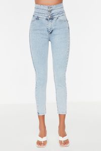 Trendyol Collection-Hellblaue Skinny Jeans mit superhoher Taille und detailliertem Bund TWOSS21JE0091 4