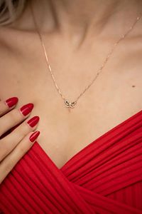 Yusufçuk Model Mix Taşlı Rose Kaplama Gümüş Kolye