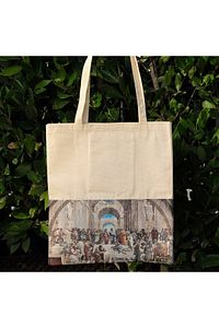 Unisex Byaz Kanvas Bez Çanta Dokuma Kumaş Desenli Iç Cepli Ve Cırtlı 36 X 40 cm Raphaello