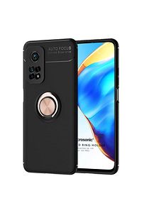 Microsonic Mi 10t Pro Kılıf Kickstand Ring Holder Siyah Rose