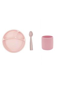 3 Lü Silikon Beslenme Seti Pembe (silikon Tabak + Bardak + Kaşık )