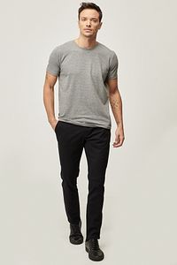 Erkek Siyah Kanvas Slim Fit Dar Kesim Yan Cep Chino Pantolon