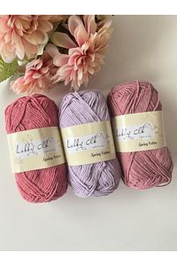 3lü %100 Pamuk Punch (panç) Ve Amigurumi Ipi Seti (gülkurusu-lila-soluk Pembe)
