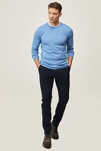 Erkek Lacivert Kanvas Slim Fit Dar Kesim Yan Cep Chino Pantolon