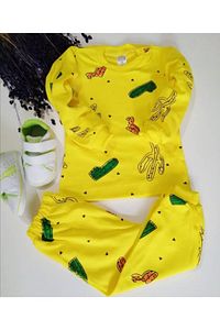 Kaktüs Baskılı Pijama Takımı Sarı (1-3 Yaş)