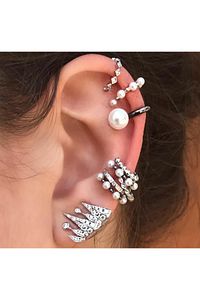 Bohem Inci Taşlı 9 Adet Ayarlanabilir Sıkıştırma Earcuff Kıkırdak Ve Küpe Seti
