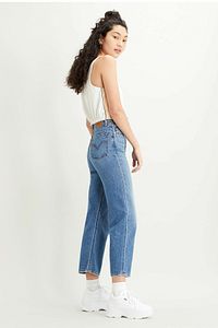 Kadın Mavi Yüksek Bel Pamuklu Ribcage Jeans Kot Pantolon 72693