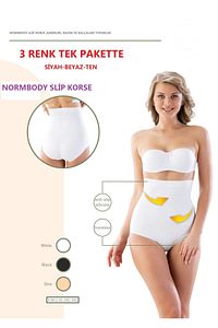 Slim Korse Külot,yüksek Bel Ve Dikişsiz Teknoloji Tek Pakette 3 Renk Bir Arada (SİYAH-BEYAZ-TEN)