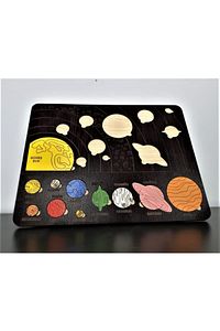 Renkli Ahşap Güneş Sistemi Bul Tak Puzzle