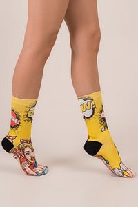 Pop Art Baskılı Soket Çorap