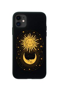 Iphone 11 Uyumlu Moon And Sun Premium Siyah Lansman Silikonlu Kılıf