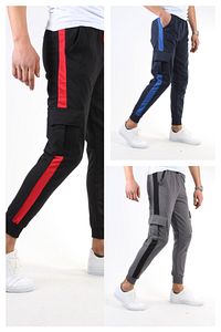 Çok Renkli Şeritli Kargo Cep Alt Eşofman 3'lü Paket