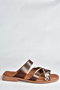 Fox Shoes-Braune lässige Damenhausschuhe aus echtem Leder P291039603 5