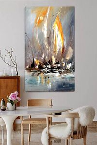 Soft Soyut Yelkenli Kanvas Tablo 60x90 cm