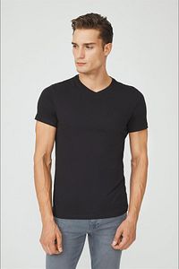 Erkek Siyah V Yaka Düz T-shirt E001001