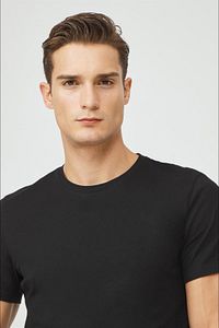 Erkek Siyah Bisiklet Yaka Düz T-shirt E001000