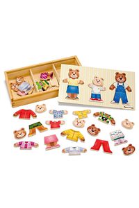 Melissa & Doug-Wooden Teddy Bear Family - Change Texture Dress Up Puzzle - 45 Pieces 1