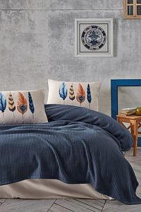 Bond Çift Kişilik Pike Takımı Plumy Indigo