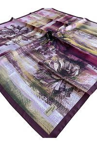 Mor Çiçek Desen Trend Twill (tivil) Eşarp