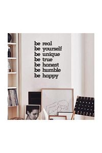 Siyah Be Real Be Yourself Ahşap Mdf Dekoratif Duvar Yazısı