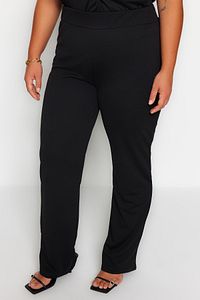 Trendyol Curve-Black Straight Fit Twist Detailed Knitted Top and Bottom Set TBBSS23CP00005 7