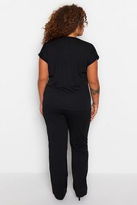Trendyol Curve-Black Straight Fit Twist Detailed Knitted Top and Bottom Set TBBSS23CP00005 8