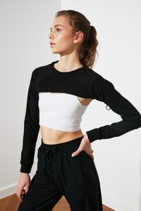 Trendyol Collection-Schwarzes, superkurzes, dünnes Sports-Sweatshirt TWOSS20SW0104 7