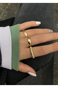 Kadın 3'lü Gold Yüzük Seti