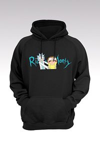 Unisex Siyah Rick And Morty 01 Kapüşonlu Sweatshirt